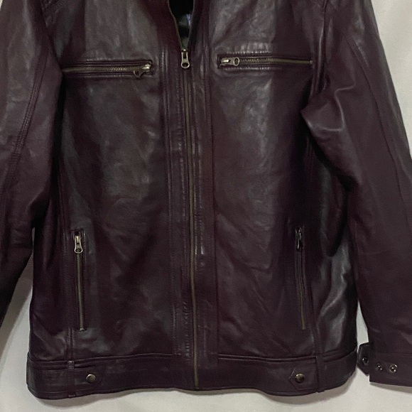 EAST INDIA LEATHER CO WO SIZE XL Purple Leather Jacket with Zipper Details EUC - Picture 7 of 11